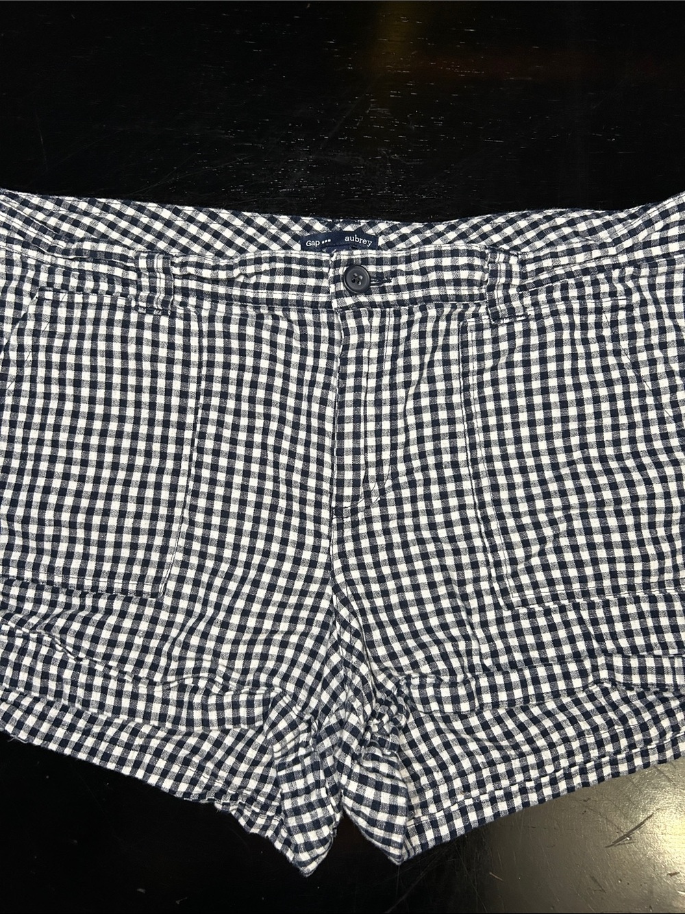 GAP Navy and White trendy Y2K Gingham linen and cotton blend Shorts
